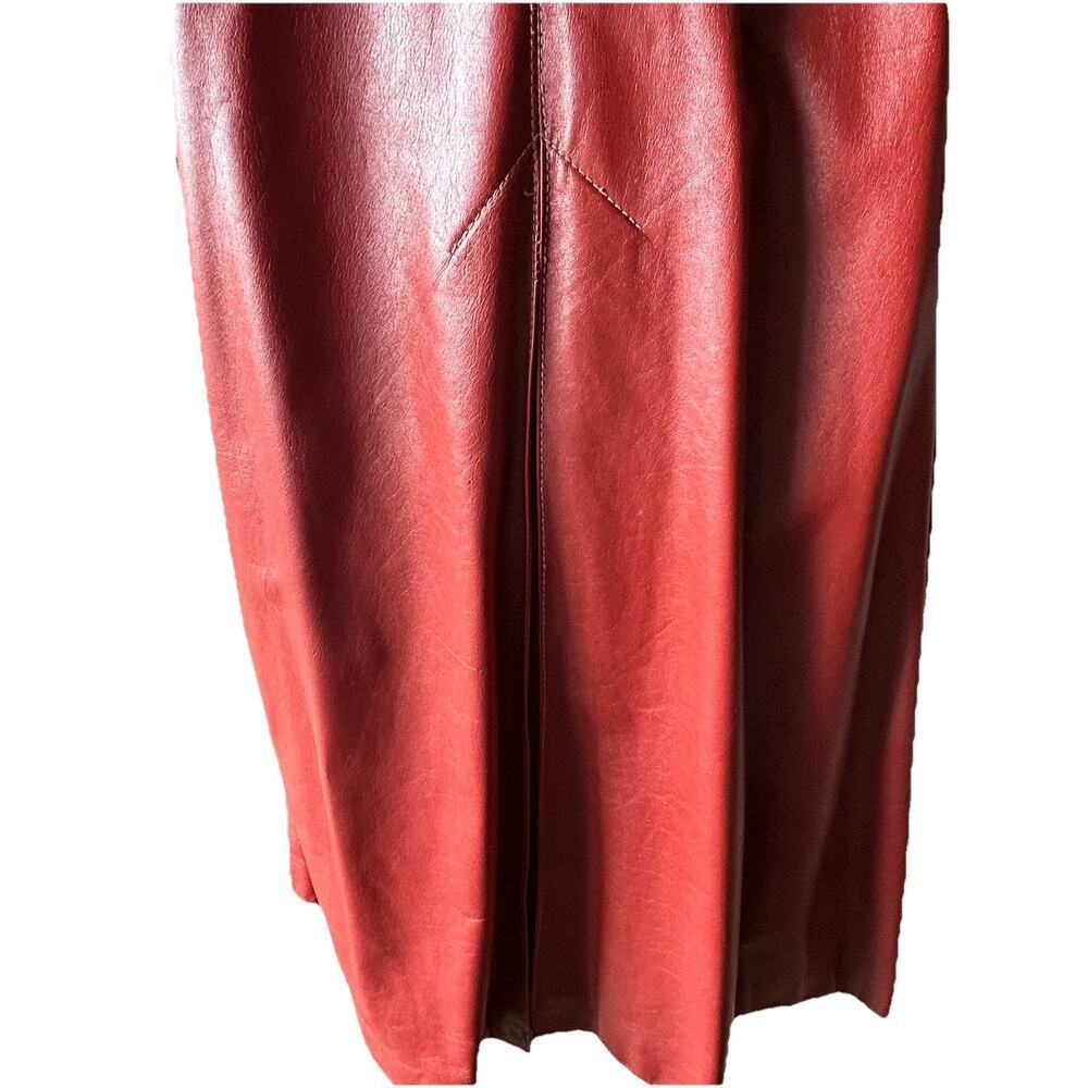 VTG 70s Sears JR Bazaar Leather Trench Coat Women's 7 Rust Red Retro Chic Disco - Picture 13 of 16